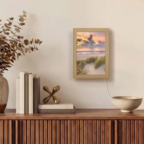 Zonsondergang - Duin - Strand - Planten - Zee Light Box met kabel (Tafellamp) klein -sfeer2