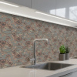 Donker - Bloemen - Sierlijk keuken achterwand 2 middel 871 -3d_schuin