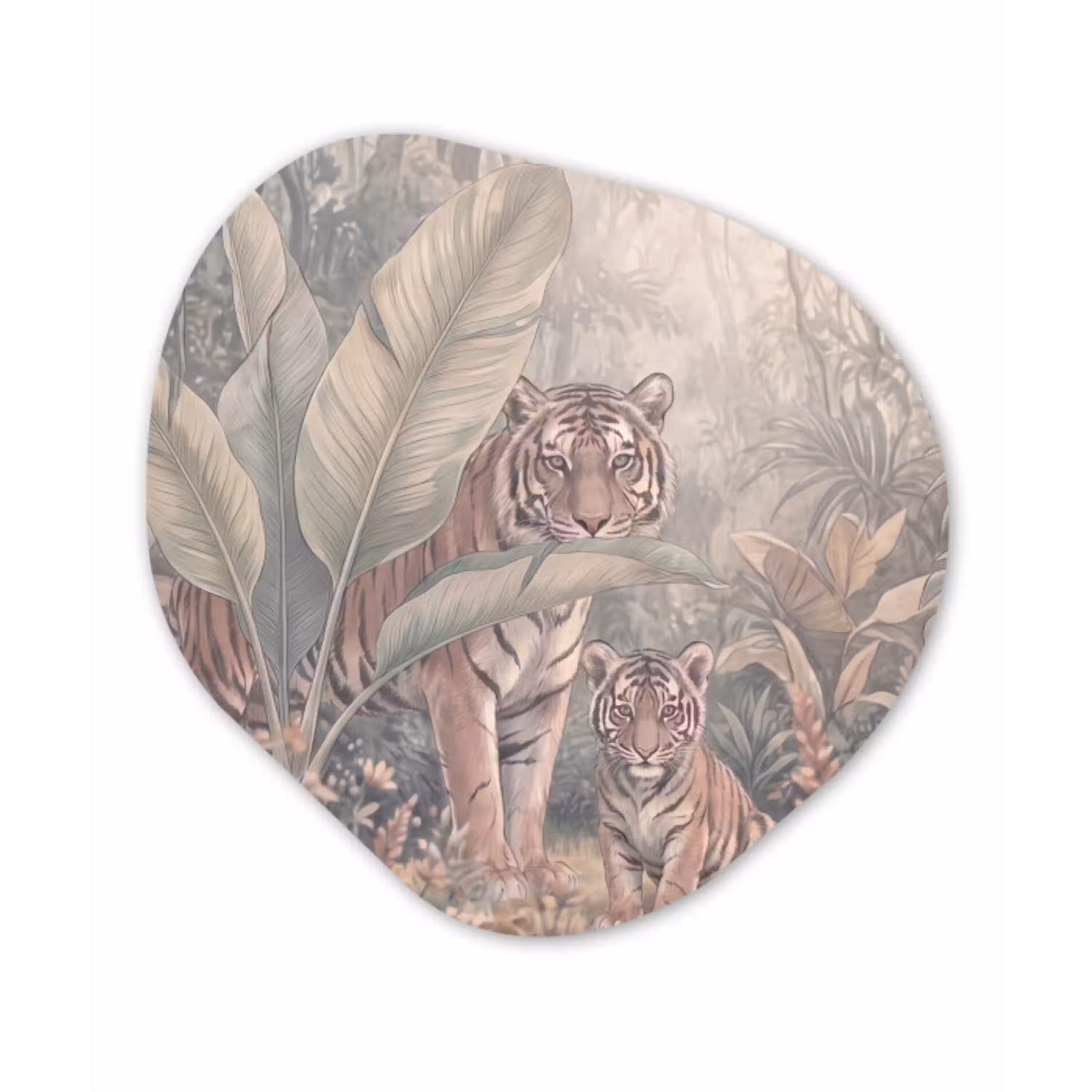 Tijger - Welp - Jungle - Illustratie - Dieren Wandcirkel Organisch Forex 3mm klein -3d