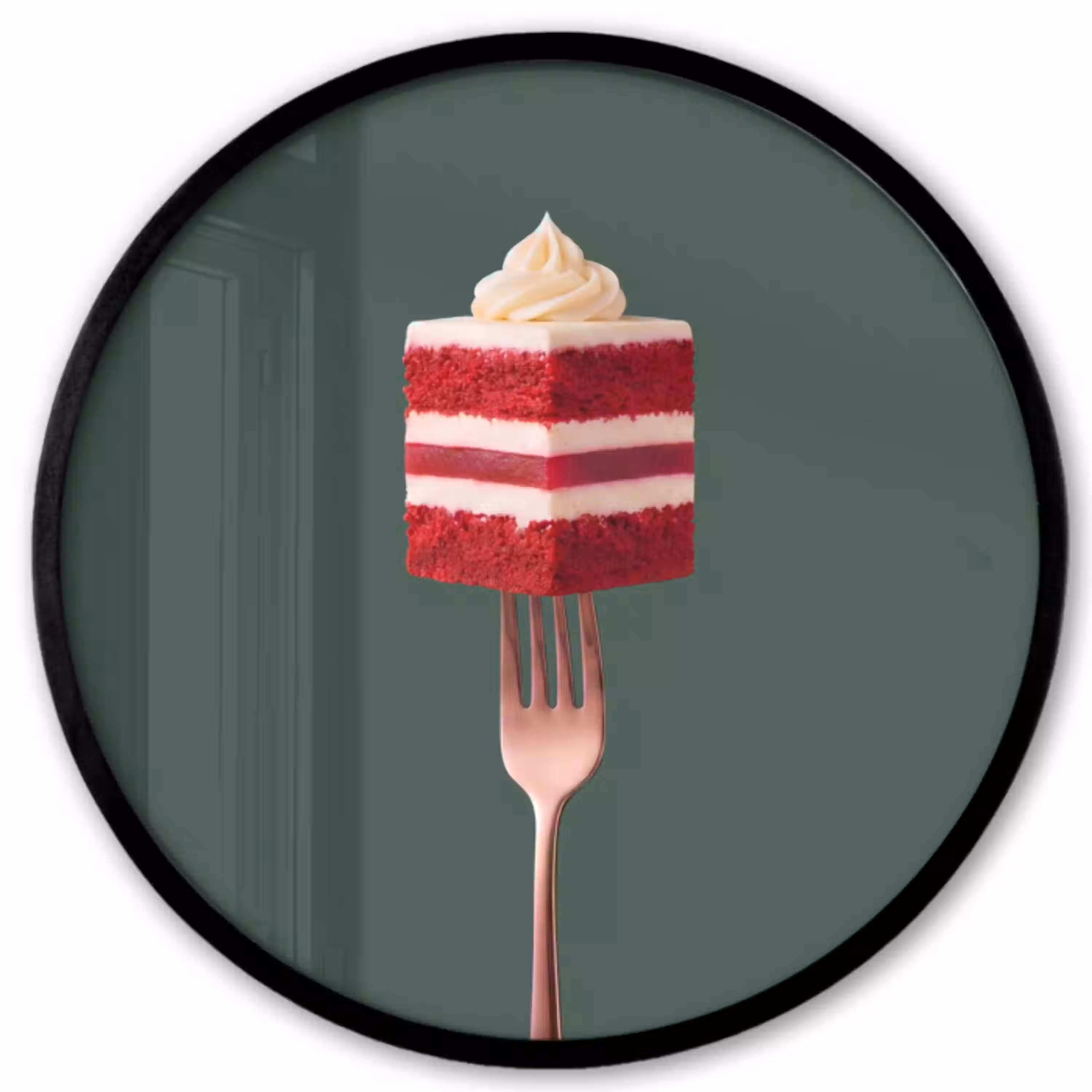 Cake - Vork - Rood Fotolijst rond zonder passe partout klein -3d