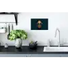 Vrouw - Vlinder - Bril - Blauw - Modern - Portret Muursticker klein -keuken