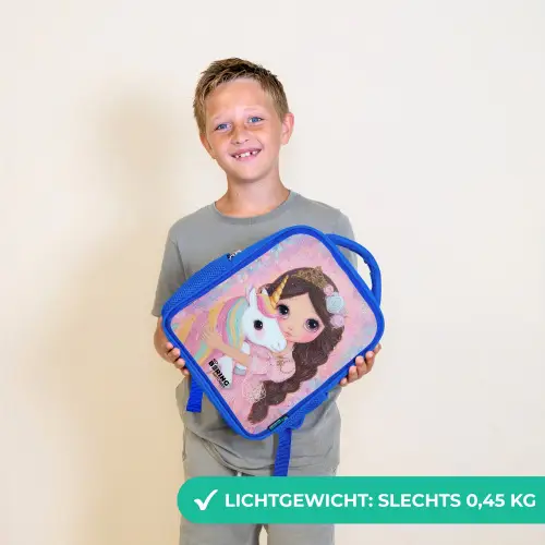 Meisje - Eenhoorn - Glitter Kinderrugzak - Blauw middel -sfeer1_NL