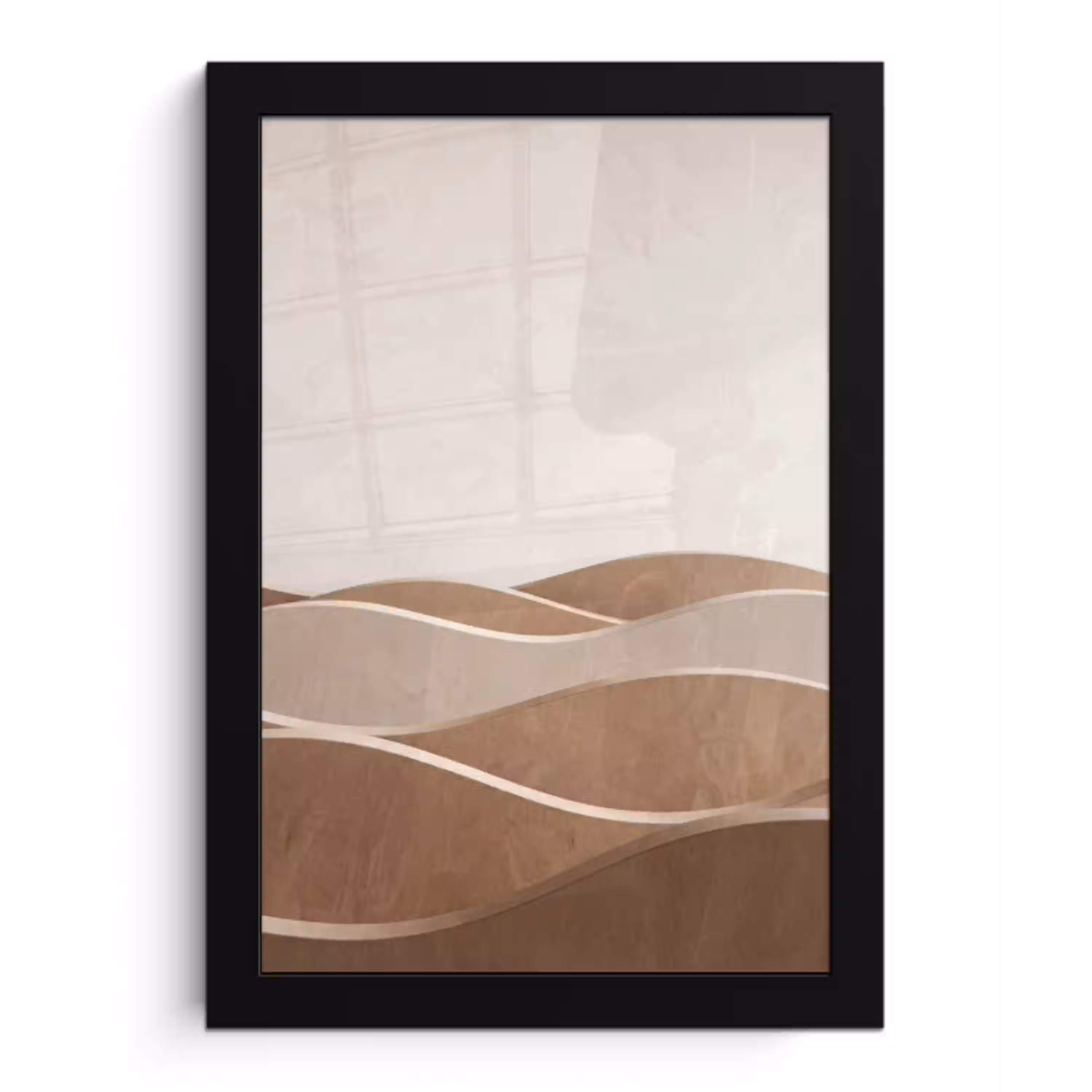 Abstract - Golven - Modern - Beige fotolijst zwart zonder passe partout klein -3d