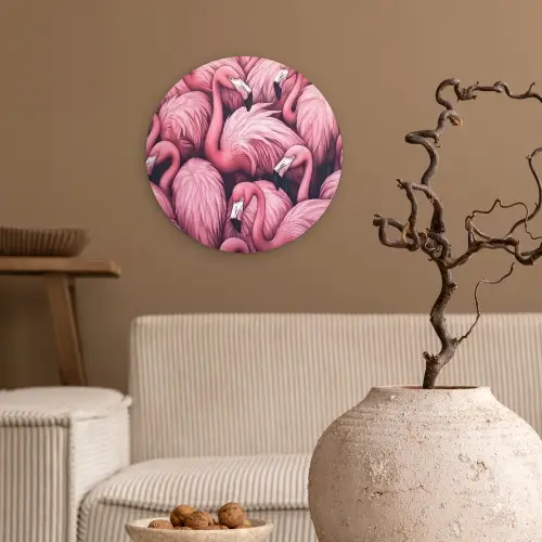 Flamingo - Roze - Dieren Wandcirkel plexiglas klein -sfeer1