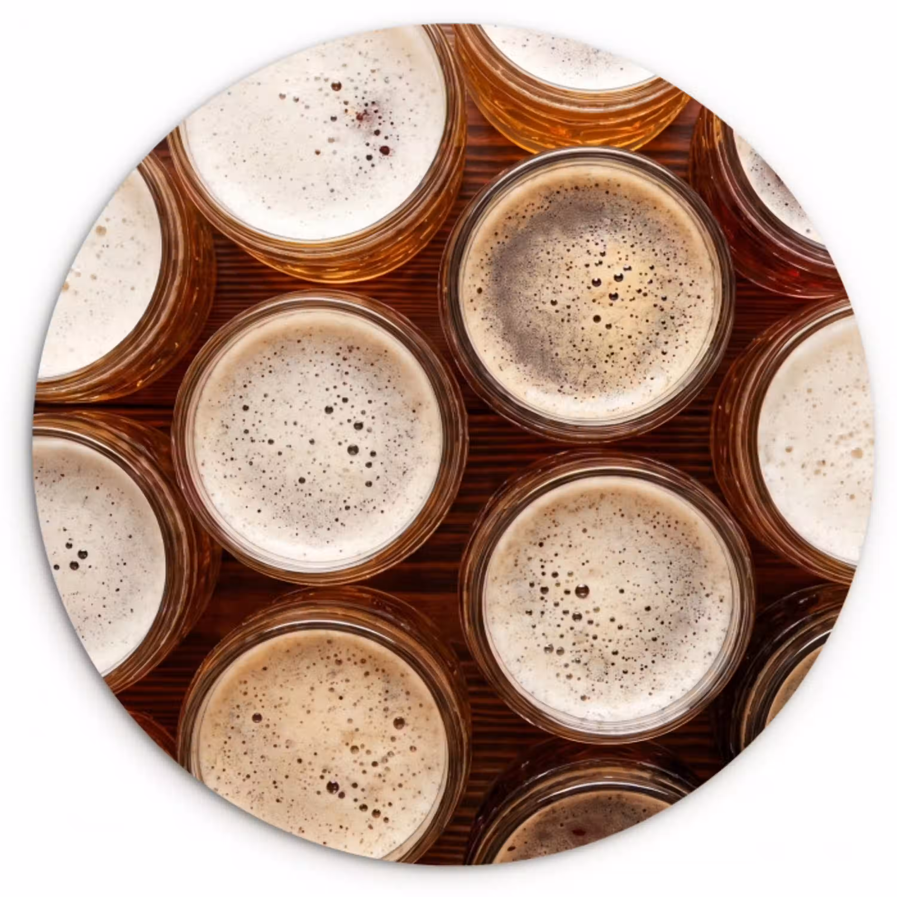 Eten - Glazen - Drank - Patroon - Bruin Wandcirkel kunststof plaat 5mm dik klein -3d