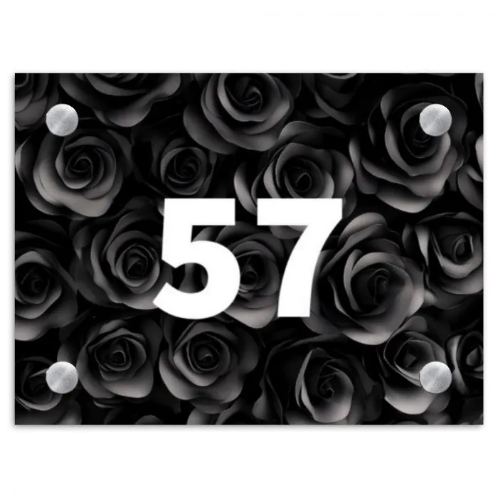 Zwarte rozen - Traditioneel Naambord Rechthoek middel -3d