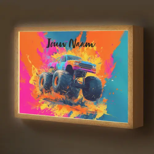 Monstertruck - Abstract - Verfspatten - Kleurrijk Light Box met batterij (Wandlamp kind) middel -z3d_website