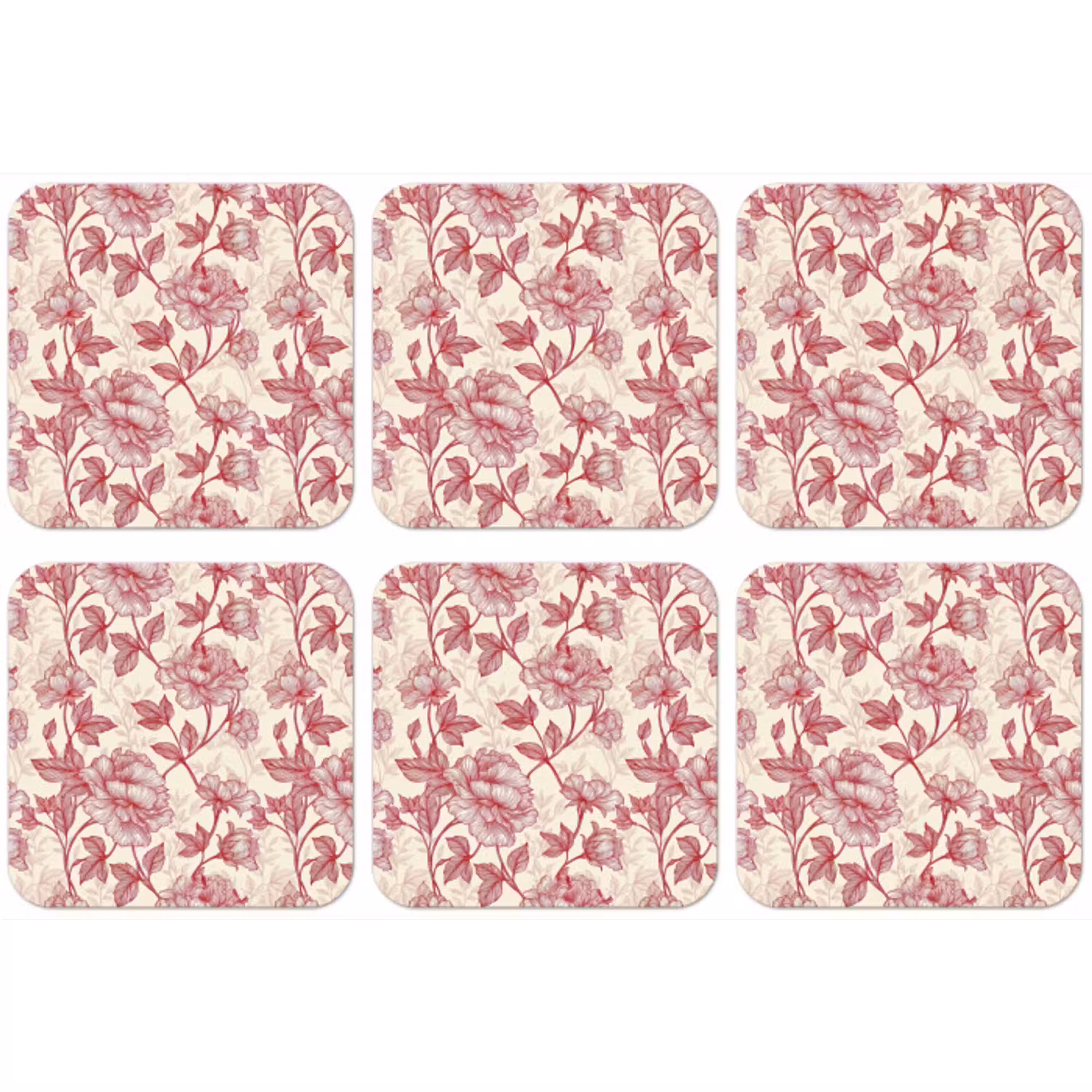 Pioenrozen - Modern -  Rood onderzetter kurk middel 366 -zkaufland3dotto