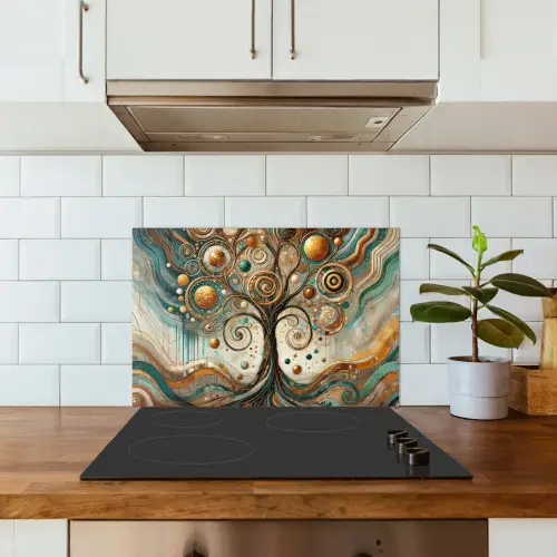 Levensboom - Boom - Abstract - Modern keuken achterwand spatscherm klein -sfeer2