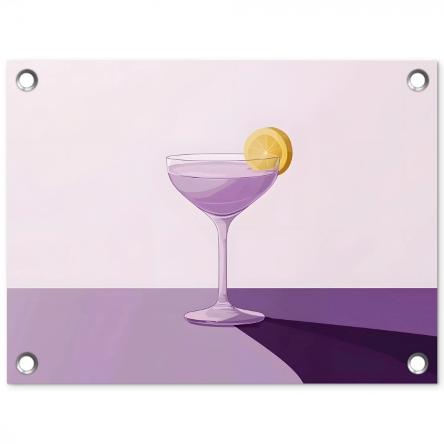 Cocktail - Paars - Minimalistisch - Citroen tuinposter los doek klein -3d
