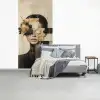 Gezicht - Bloemen - Zwart - Vrouw fotobehang vinyl groot -slaapkamer