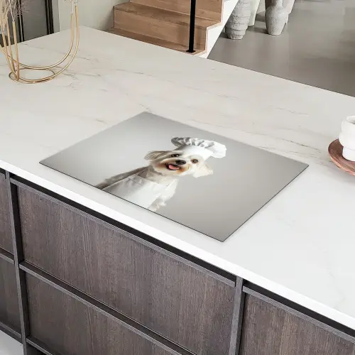 Hond - Wit - Kok Inductie beschermer vinyl 3mm klein -sfeer8
