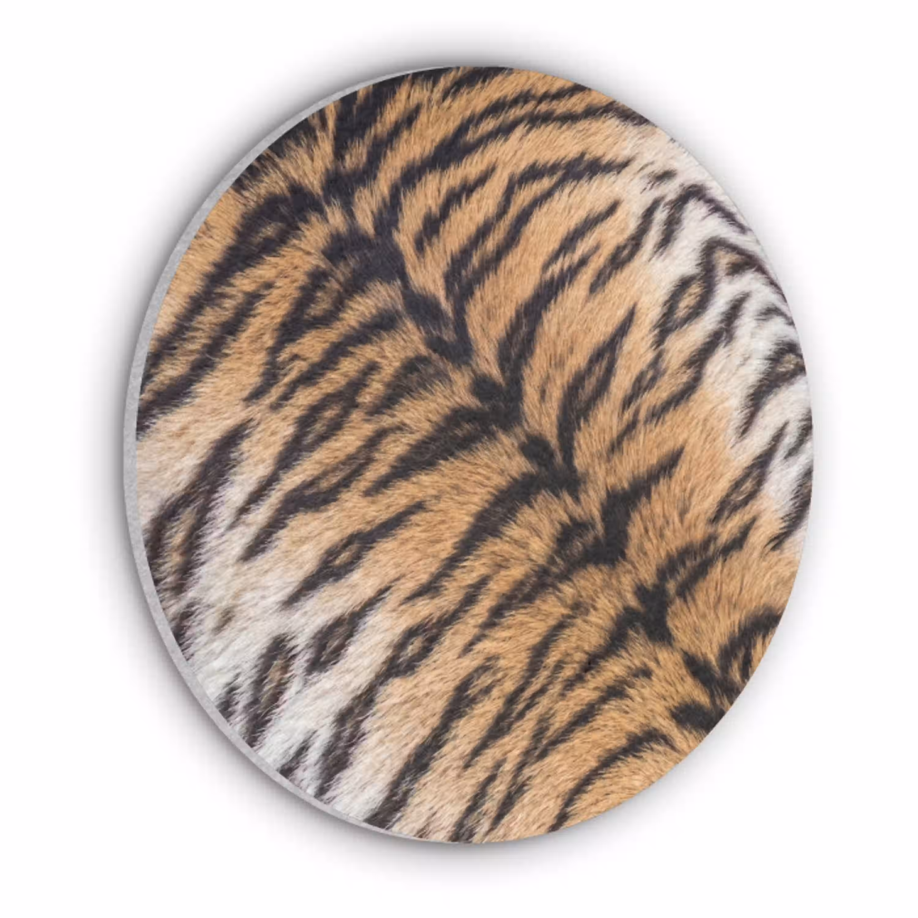 Realistisch - Tijgervacht - Zwart Akoestische PET Vilt - Rond klein -3d