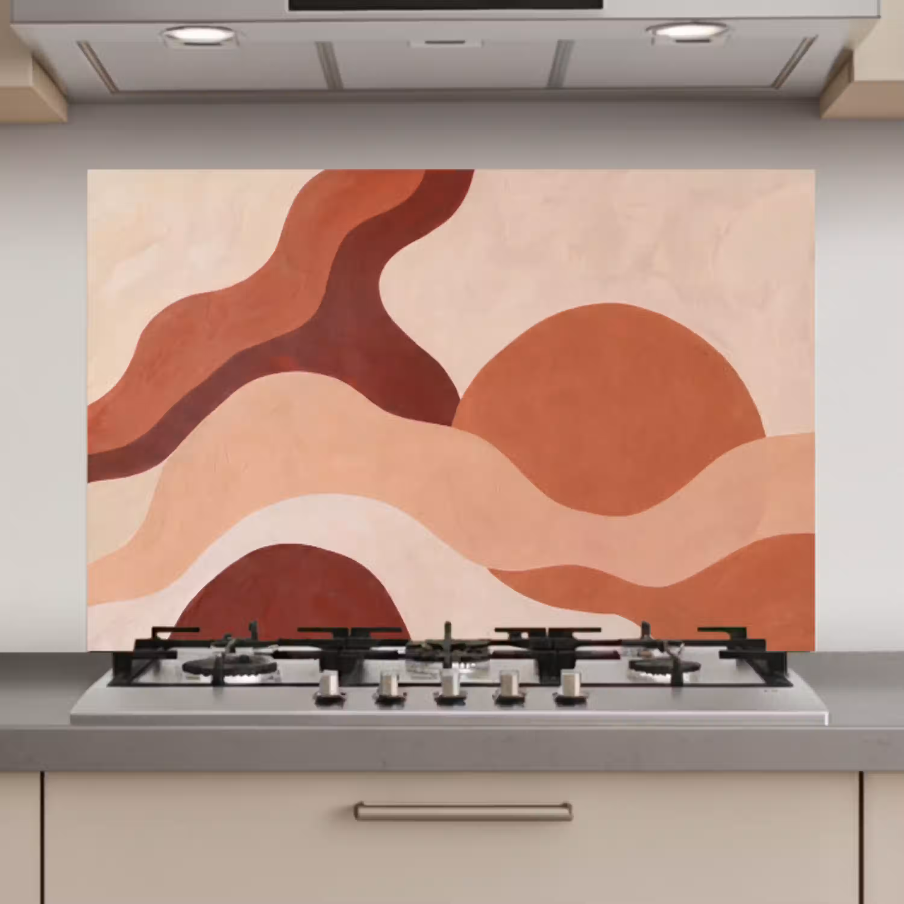 Abstract - Vormen - Organisch - Aardetinten - Modern keuken achterwand spatscherm klein -3d_website