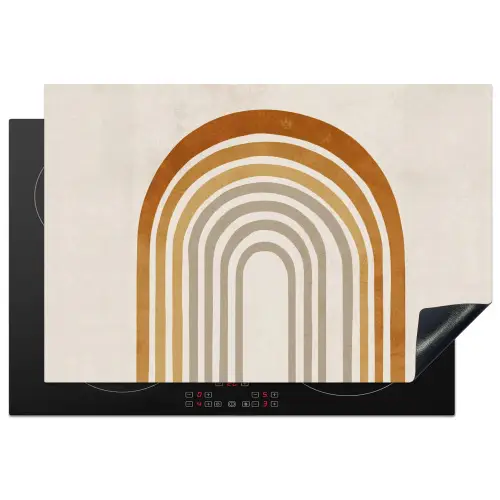 Minimalistisch - Boog - Lijnen - Beige Inductie beschermer vinyl 3mm klein -3d
