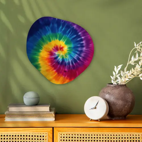 Regenboogkleuren - Spiraal - Kleurrijk Wandcirkel Organisch Forex 3mm klein -sfeer2