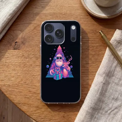 Retro - Kerstman - Rendieren - Kerstboom Telefoonhoesje iPhone 17 Pro klein -sfeer1