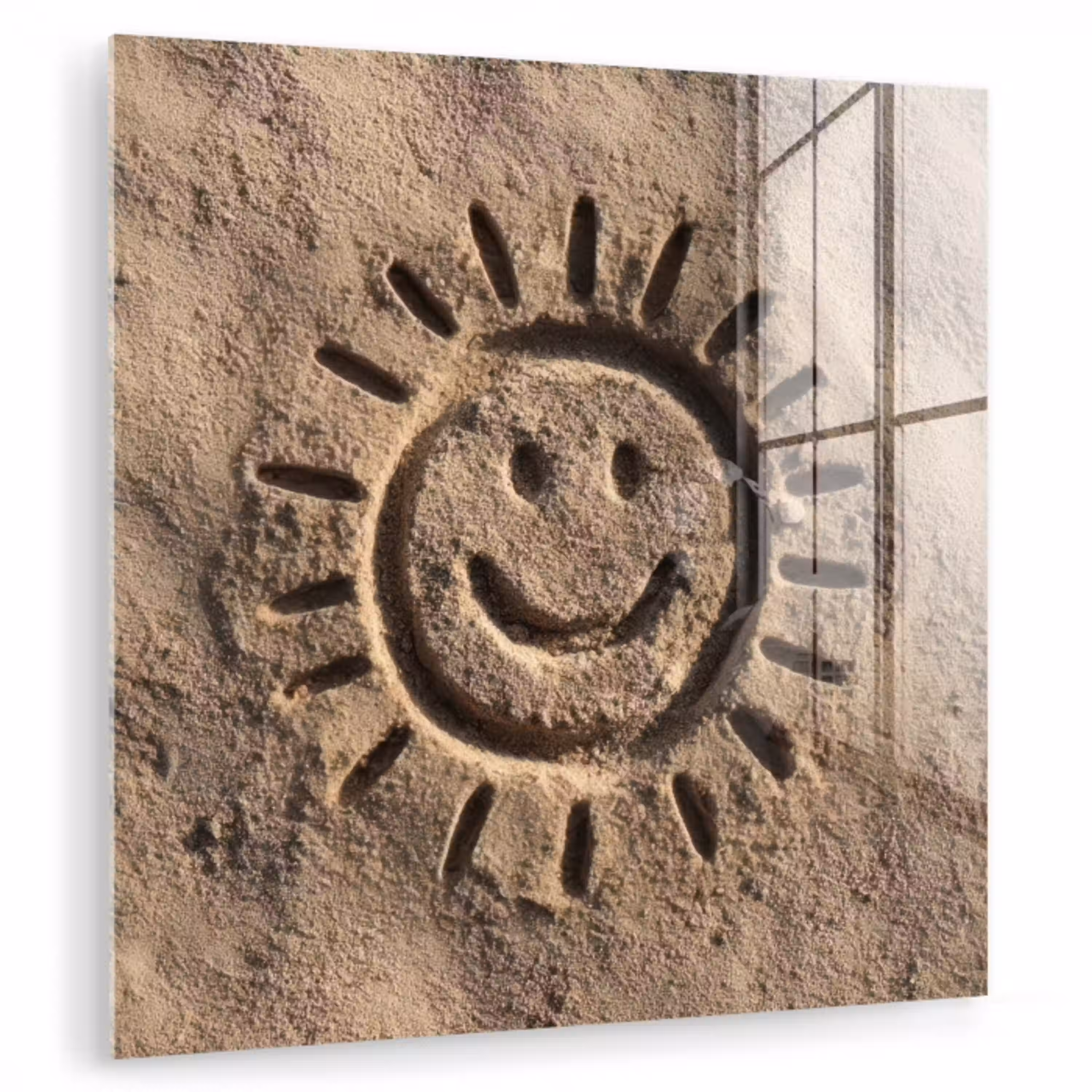Gezichtje - Zon - Zand - Getekend plexiglas 5mm klein -zzzproduct_nieuw