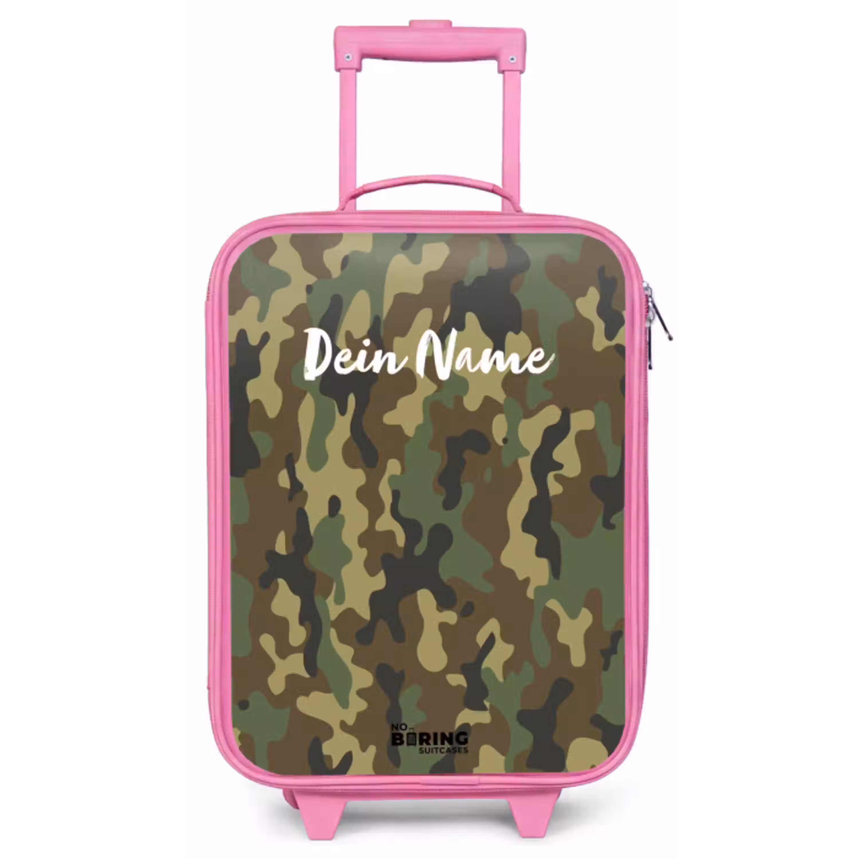 Groene camouflage met zandkleur Kinderkoffer - Roze klein -zz3dotto