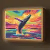 Zonsondergang - Walvis - Geschilderd - Kleurrijk Light Box met batterij (Wandlamp) middel -z3d_website