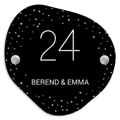 Zwart met stippen - Klassiek Naambord Organisch middel -3d