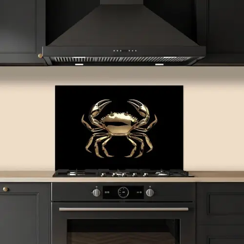 Goud - Krab - Dieren - Zwart keuken achterwand spatscherm klein -sfeer1