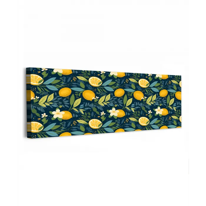 Bloemen - Bladeren - Citroenen - Blauw canvas 2cm klein 828 -z3d