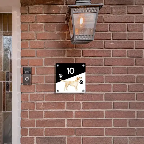 Zwart wit - Huisdier - Labrador Naambord Vierkant klein -sfeer7-XS