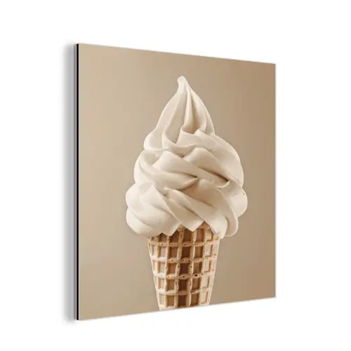 IJs - Softijs - Romig - Hoorntje - Beige aluminium wit klein -3d