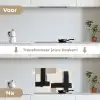 Zwart - Abstract - Japandi keuken achterwand spatscherm klein -voor_na_NL