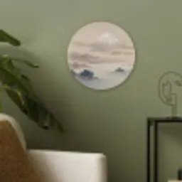 Japans - Landschap - Beige Akoestische PET Vilt - Rond klein -sfeer2