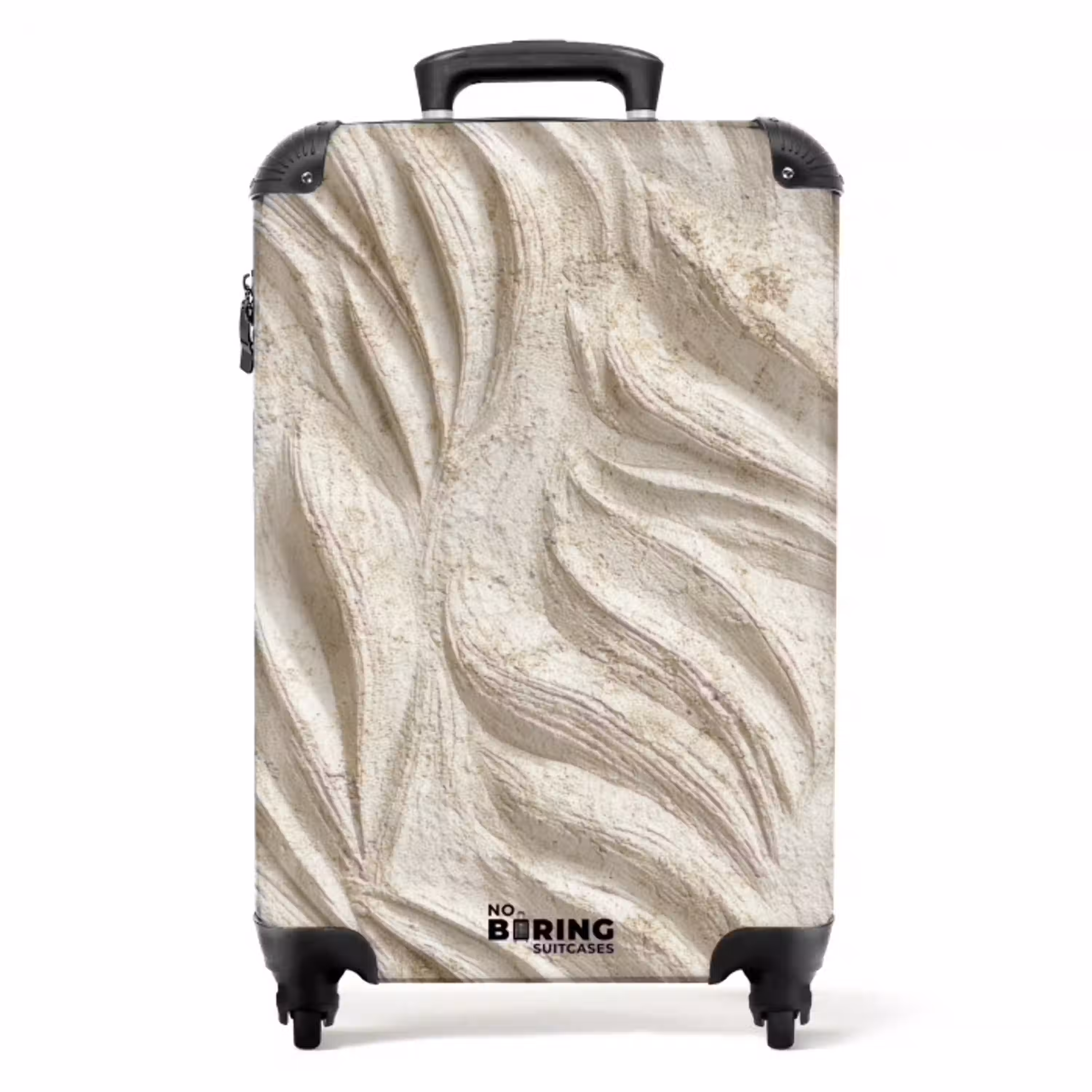 Textuur - Reliëf - Beige NBS - Handbagage koffer - Volwassenen Unisex middel -productfoto_recht