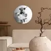 WC - Toilet - Krant - Schotse Hooglander - Zwart Wit Wandcirkel kunststof plaat 5mm dik klein -sfeer1