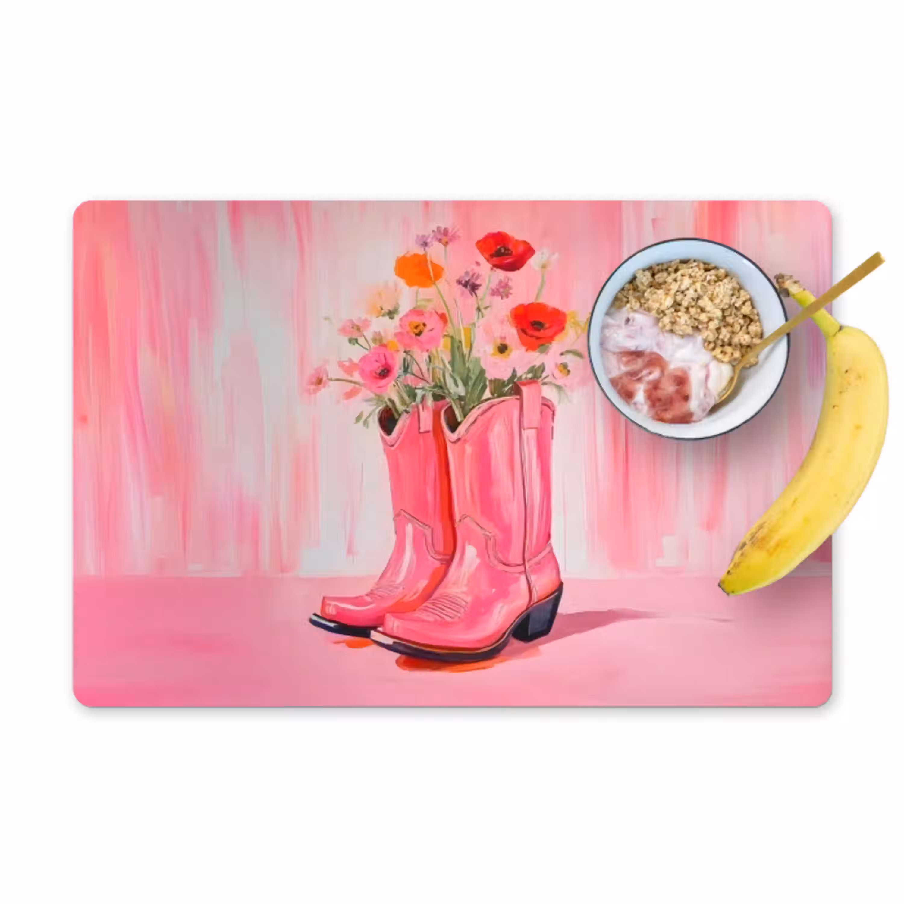 Roze - Bloemen - Cowboy Placemat vinyl groot -zzzproduct_Kitchenyeah-website