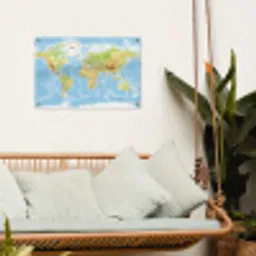 Wereldkaart - Staatkundig - Blauw - Aarde - Educatief tuinposter los doek klein -sfeer7