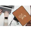 Sinaasappel - Getekend - Bladeren - Bruin laptophoes neopreen klein -bureau