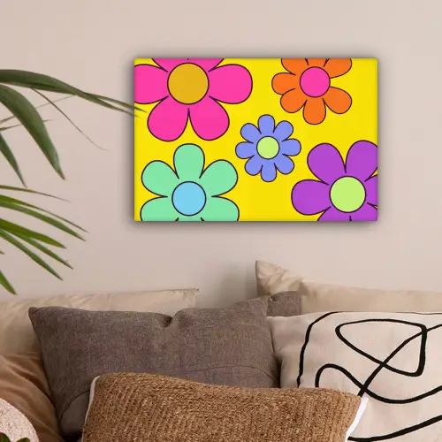 Bloemen - Illustratie - Kleurrijk canvas 2cm klein -sfeer1