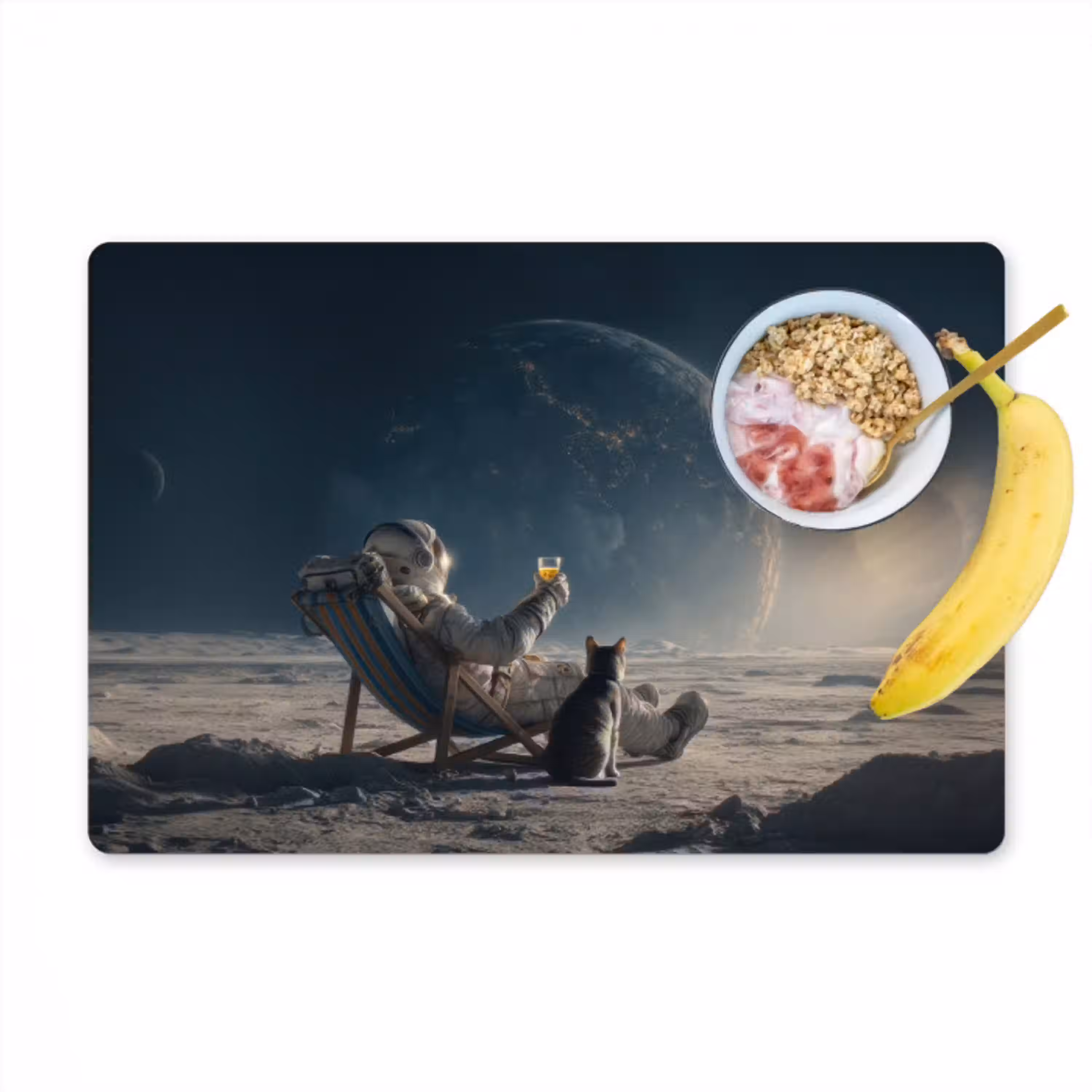 Maan - Kat - Astronaut - Ruimte Placemat vinyl groot -zzzproduct_Kitchenyeah-website