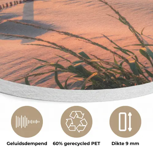 Strand - Zee - Duin - Zonsondergang - Landschap Akoestische PET Vilt - Rond klein -closeup_NL