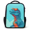 T-Rex - Blauw - Wolken - Zonnebril Rugzak - Zwart middel -3d