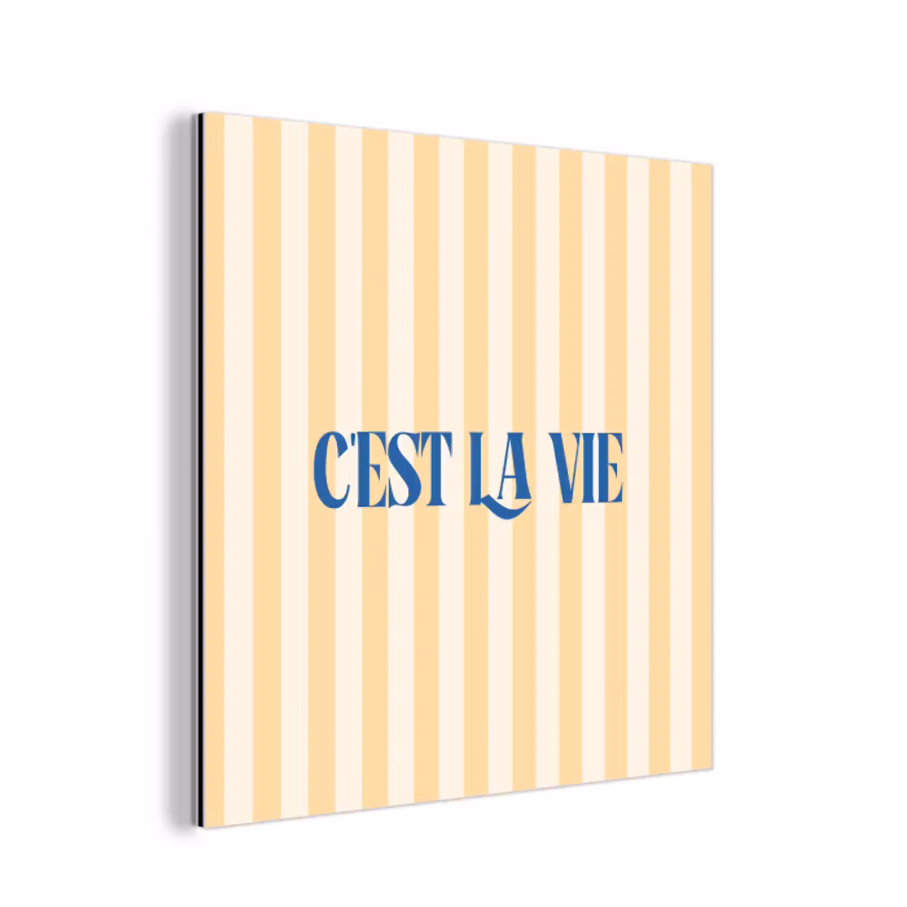 Blauw - Geel - Strepen - C'est La Vie aluminium wit klein -3d