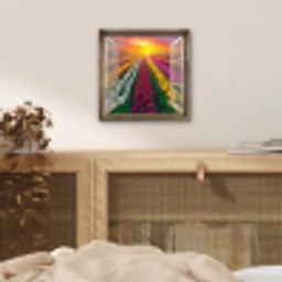 Doorkijk - Bloemen - Tulpen - Kleurrijk - Zonsondergang aluminium wit klein -sfeer3