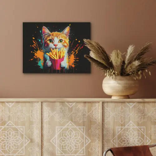 Kat - Eten - Patat - Graffiti - Abstract PET vilt klein -sfeer4