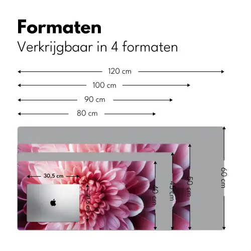 Dahlia - Bloem - Close up - Roze Muismat XXL klein -sfeer5