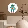 Robot - Bril - Tandwielen - Gezicht - Jongens - Kids Wandcirkel kunststof plaat 5mm dik klein -sfeer1