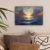 Meeuwen - Zonsondergang - Zee - Wolken canvas 2cm klein -sfeer1