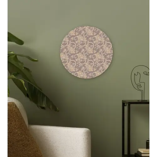 Oosters - Bloemen - Beige - Grijs Wandcirkel kunststof plaat 5mm dik klein 188 -sfeer3