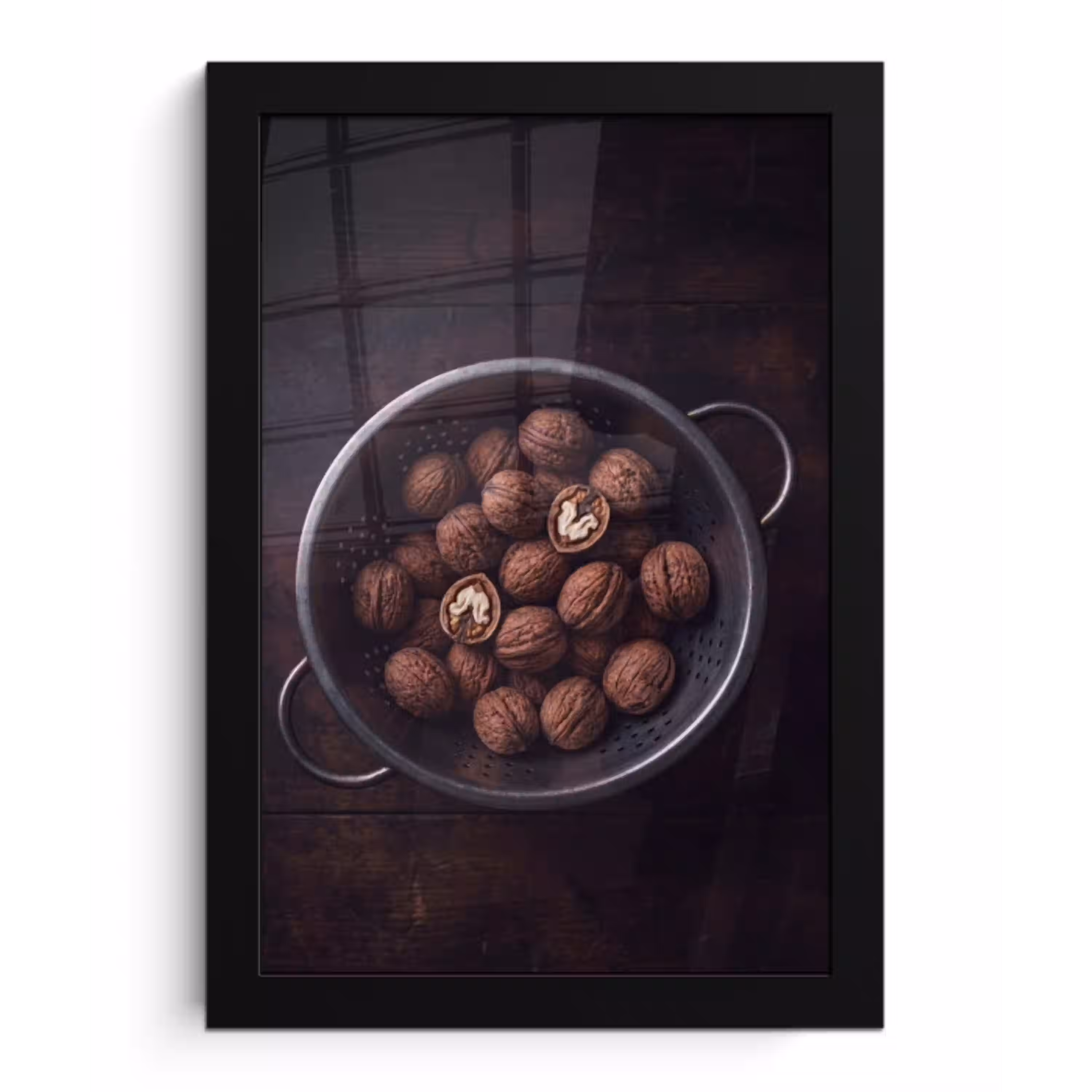 Walnoot - Eten - Donker fotolijst zwart zonder passe partout klein -3d