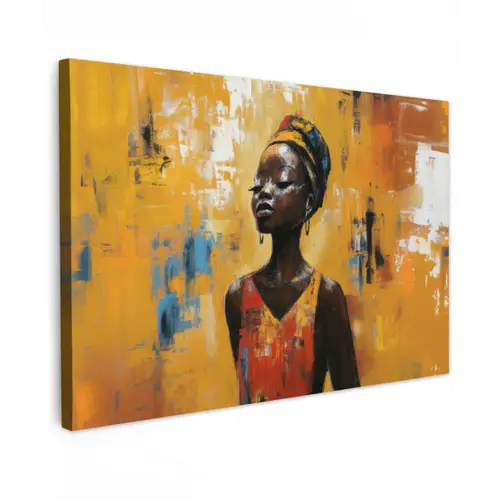 Vrouw - Ogen - Penseelstreken - Geel canvas 2cm klein -z3d