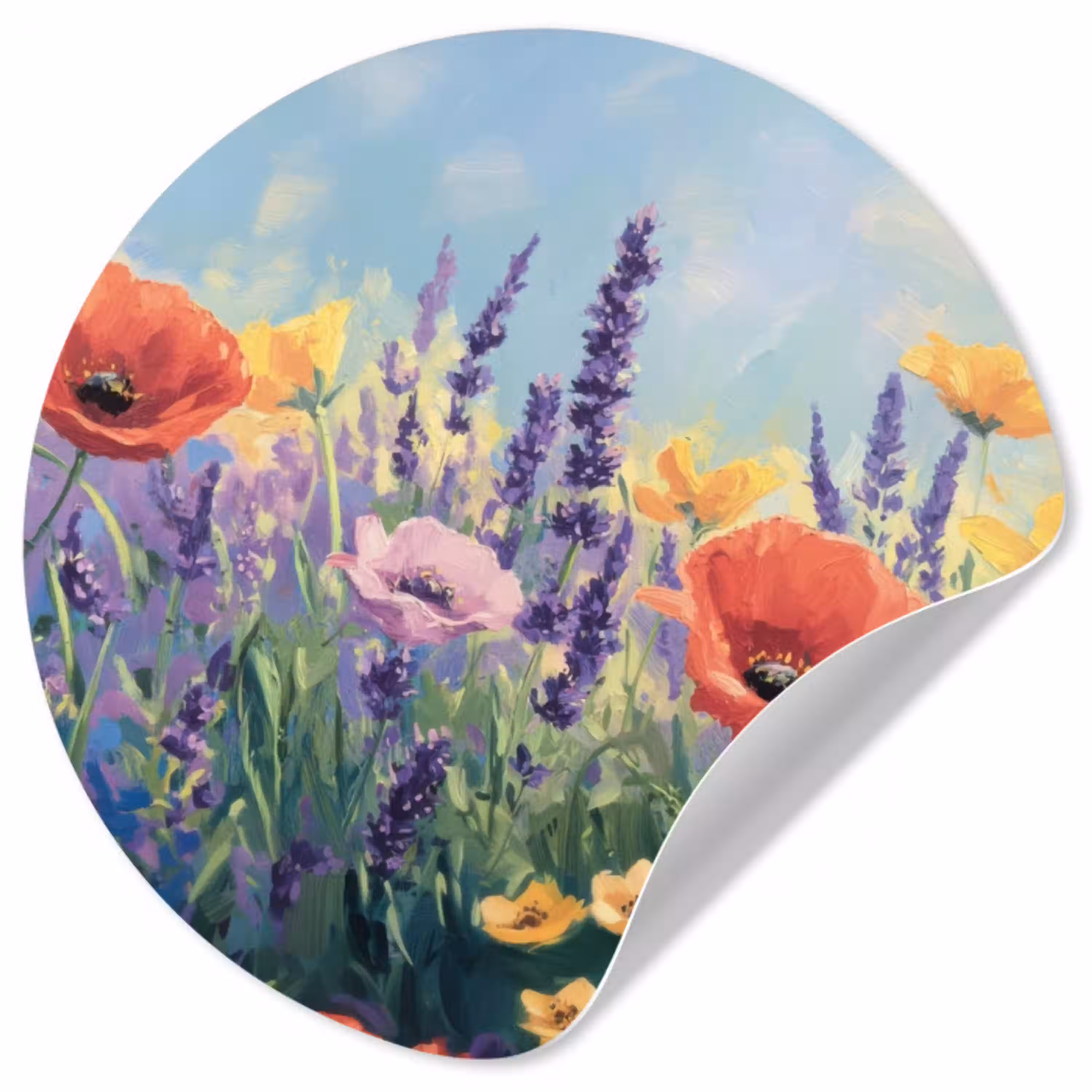 Weide - Bloemen - Kleurrijk Wandcirkel behangsticker klein -3d